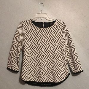 Black + White Textured Blouse